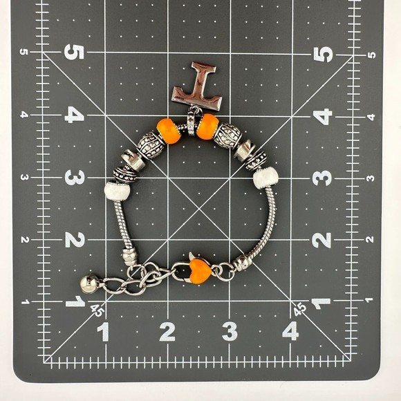 Tennessee Volunteers Charm Bracelet Silver-tone w/ 11 Beads Orange White 9" L - Picture 5 of 7